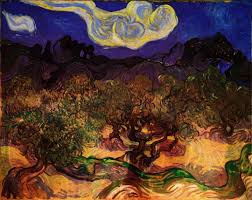 Vincent Van Gogh Olive Trees In The Night Oil Painting Poster Print Desert Painting Vintage Art Paintings Van Gogh Art