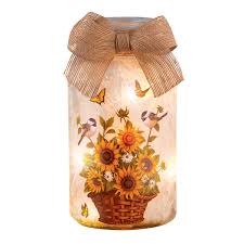 Mason jar lamp, table lamp, country rustic lamp, farmhouse style lamp, farmers style decor, country lighting, timeless paint, house warming. Led Lighted Sunflower Mason Jar Table Lamp With Burlap Bow Walmart Com Walmart Com