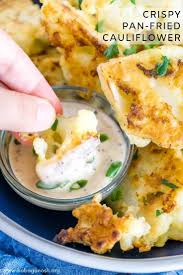 Crispy Cauliflower Florets Fried In A Pan Not Deep Fried With A Tasty Zesty Dipping Sauce Pan Fried Cauliflower Fried Cauliflower Healthy Appetizers Easy
