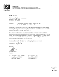 Submittal of Oregon State University Radiation Center and OSTR Annual  Report for the period July 1, 2012 through June 30, 2013.