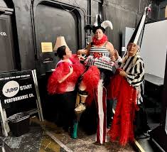 Catch some of the Jump-Start stilt walkers tonight for Sam Antonio  neighborhood together.