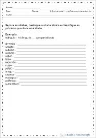 Atividade Portugues 2 Ano Separação De Silabas - LEARNBR