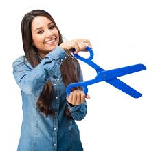 Download Free Woman Holding Large Scissors Mockup In Psd Designhooks