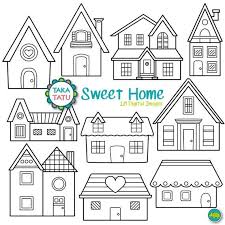 Black And White Home Clipart Sweet Home Digital Stamp Pack Black And White Clipart House Clipart Home Clipart House Clip Art Home D Digital Stamps House Doodle Clip Art