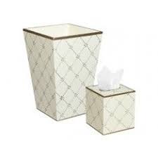 Gold Rope Trellis On White Wastebasket And Tissue Box Set Waste Basket Tissue Boxes Toilet Accessories