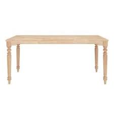 Stylewell Unfinished Wood Rectangular Table For 6 With Leg Detail 68 In L X 29 75 In H T 07 The Home Depot In 2020 Rectangular Table Rectangular Dining Table Dining Table In Kitchen