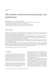 Primary care pediatrics and family medicine Pdf Job Structure And Burnout Among Primary Care Pediatricians