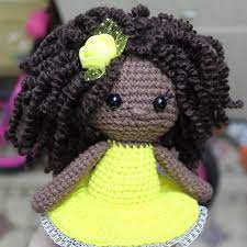 African American Curly Hair Doll Crochet Doll Amigurumi Personalized Doll For Girls In 2021 Curly Hair Dolls Crochet Doll Amigurumi Curly Hair African American