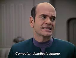 Herp gang would never.... Computer, deactivate iguana.