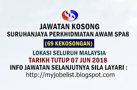 Permohonan terbuka untuk semua rakyat malaysia. Suruhanjaya Perkhidmatan Awam Spa Spa8 Jawatan Kosong Jun 2018