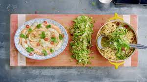 Rub most of the harissa over the fish, sit it on top of the veg, finely grate over the lemon zest and squeeze over half the juice. Jamie S 15 Minute Meals List