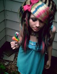 Black And Pink Striped Wig Adorable Black Striped Blonde Striped Rainbow Pink Highlights Hair With Cute Haircut Funky Hairstyles Funky Hair Colors Hair Styles