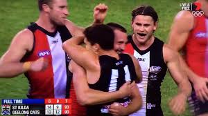 The saints' round nine clash with the cats got off to a dour start, but a cameo from st kilda legend fraser gehrig certainly lightened the mood. Last 41 Seconds St Kilda Vs Geelong Round 14 2016 Youtube