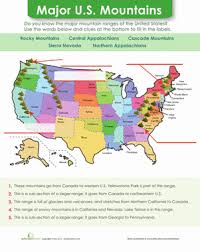 The rocky mountains cover 3,000 miles across north america, from british columbia to new mexico. U S Mountain Ranges Worksheet Education Com