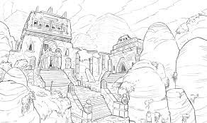 Jungle Lineart Jungle Temple Line Drawing Jungle Drawing