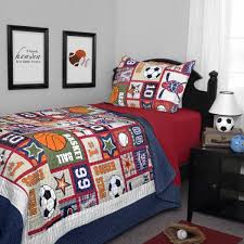 The most common boys sports quilt material is cotton. Boys Sports Quilt Twin Set Patchwork Sport Bedding Fun Balls Soccer Ba Diamond Home