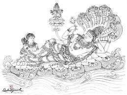Black And White Mural Painting Outline Mahavishnu Divyakala In 2020 God Art Hindu Art Art