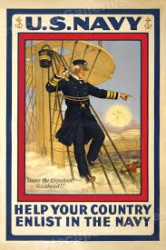 This vintage poster comes with a certificate of authenticity upon this poster was extremely effective in underscoring the masculinity of serving for the navy during wwi. Us Navy Help Your Country Enlist In The Navy Wwi Enlistment Poster 24x36 Ebay