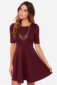 High School Winter Formal Dresses Burgundy Skater Dress Simple Dresses Womens Dresses