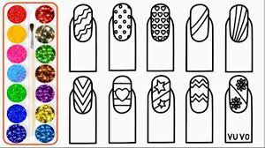 Nail Art Coloring Pages Nail Art For Kids Glitter Nail Art Drawing For Kids