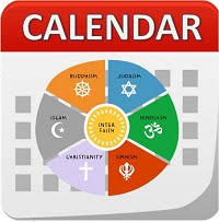Optionally with marked federal holidays and major observances. Multifaith Calendar