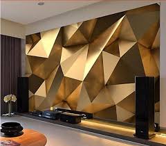3d Gold Geometric Shapes Wallpaper Mural For Home Or Business Geometric Shapes Wallpaper Wallpaper Living Room 3d Wallpaper Living Room