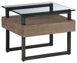 The end tables measure 21.25 and 19.75 tall, making them ideal next to your sofa or bed. Palliser Furniture Slade End Table Glass Top Rectangular Industrial Side Tables And End Tables By Palliser Furniture Houzz