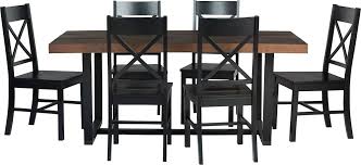 Rectangle wood kitchen table and chairs. Walker Edison Rectangular Farmhouse Wood Dining Table Set Of 7 Mahogany Black Bb72dstrmbl 7 Best Buy