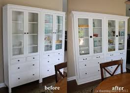 Ikea Hack Two Hemnes Glass Door With Drawers Cabinets We Removed The Base Molding On Our Wall Attached The Two Cabinets Ikea Hemnes Cabinet New Homes Home