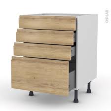 Meuble De Cuisine Casserolier Ipoma Chene Naturel 4 Tiroirs L60 X H70 X P58 Cm Oskab Meuble Cuisine Caisson Cuisine Cuisine Bois
