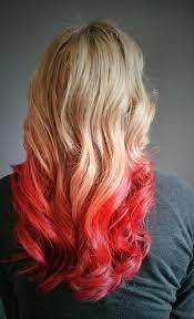 Blonde To Red Ombre Blonde Hair Blue Eyes Makeup Vivid Hair Color Blonde To Red Ombre