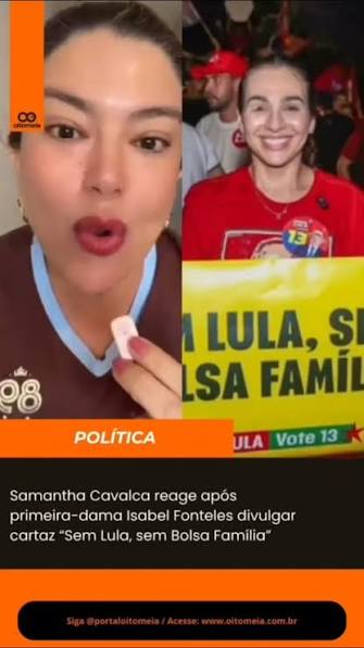 A vereadora Samantha Cavalca (@samanthacavalca ) divulgou um vídeo em suas redes sociais e compartilhou em grupos de Whatsapp onde reage à uma imagem da primeira-dama Isabel Fonteles, esposa do ...