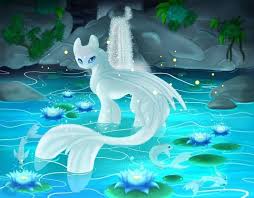 Light Fury The White Night Fury Dragon In The Beautiful Glowing River How Train Your Dragon Night Fury Dragon How To Train Your Dragon