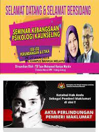 Rakan media hebahan mengenai akta perlindungan pemberi maklumat dapat membantu sprm. Akta Perlindungan Pemberi Maklumat