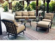 Soleil 6 Pc Deep Seating Collection Includes 2 Action Club Chairs Sofa Ottoman Coffee Table And End Table Su Patio Sofa Set Deep Seating Outdoor Furniture