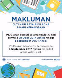 It is also called hari raya korban and, in by pronouncing what are tue. Jana Gemilang V Twitter Pengumuman Cuti Hari Raya Aidiladha Hari Kebangsaan 28 Ogos 3 September 2017