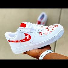 Nike Shoes Custom Made Louis Vuitton Air Force Ones Red Nike Shoes Louis Vuitton Shoes Sneakers Cute Nike Shoes