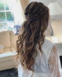 Bridal Hair Bridesmaids Hair In 2020 Bridesmaid Hair Braid Braids With Curls Half Up Hair