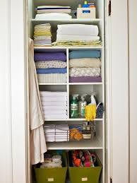 For example, hanging a spice rack on the back of a closet door allows you to store bottles and jars that would otherwise clutter your vanity top or drawers. Organizing A Linen Closet Hgtv