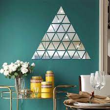 Angled to form a perfectly round circle the triangle shaped mirror pieces neatly frame the central mirror. 50pcs Diy 3d Acrylic Mirror Wall Stickers Decals For Living Room Bedroom Washroom Toilet Home Decoration Triangle Shape Creative Wall Stickers Aliexpress
