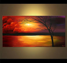 Modern Sunset Painting Seascape Painting Acrylic On Canvas Etsy In 2021 Sunset Painting Modern Landscape Painting Abstract Painting