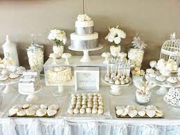 White Silver Wedding Candy Bar Wedding Sweet Table Wedding Wedding Dessert Table
