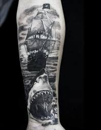We did not find results for: Very Detailed Black And White Forearm Tattoo Of Shark And Pirate Sailing Ship Tattooimages Biz