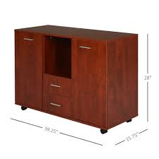 This file cabinet offer 4 open storage shelves and 2 file drawers, provide large storage as file cabinet, printer stand for office, home office, and working space. Vinsetto Printer Stand With 360 Degree Casters Multifunctional Office Cabinet Mobile File Cabinet P2 Particle Board Brown Aosom