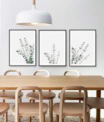 Botanical Eucalyptus Leaves Gallery Wall Frame Set Of 3 Prints Etsy In 2021 Dinning Room Wall Decor Dining Wall Decor Dining Room Wall Decor