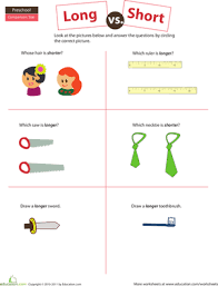 Long Or Short Worksheet Education Com