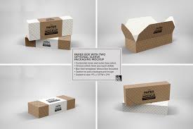 Kraft Carton Box With Handle Mockup Frotn View Flat Carton Box Mockup Download Free And Premium