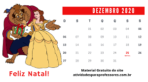 Calendário dezembro 2020 com todas as datas comemorativas e feriados nacionais do brasil. Calendario 2020 Da Bela E A Fera