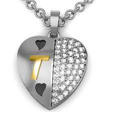 The top image shows a. Buy Jewelscart Heart Shaped Alphabet Letter T Valentine Shape Gold Rhodium Plated Pendant At Amazon In