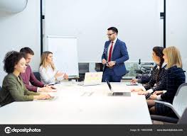 Businessman Giving Presentation Flip Chart Teamwork Concept